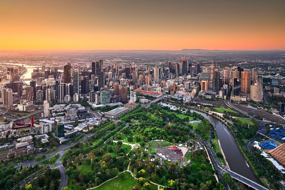 Aerial view of an Australian city suburb where cleaning companies compete for local Google search rankings.